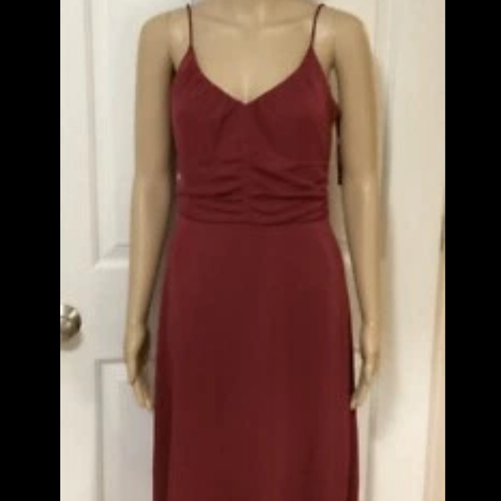 LOFT women’s ccocktail dress fit & flare burgundy sz 8P midi sweetheart neck